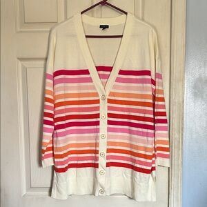 Talbots longline v neck cardigan stripe sweater size 1X